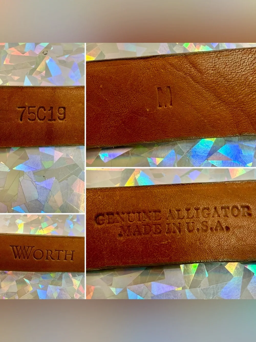 WORTH Made in USA Brown Gray Womens Genuine Alligator Duo Tone Buckle MED 31-35”